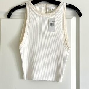NWT A.L.C. Cropped, Crochet Rib Tank, White, XS